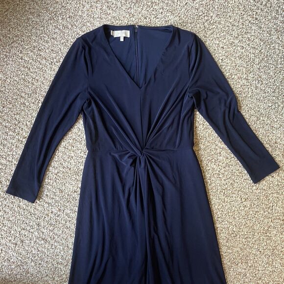 Hobbs London Womens Midi Dress Size 6 Knot Waist Coastal Navy Blue Classic - Picture 2 of 13